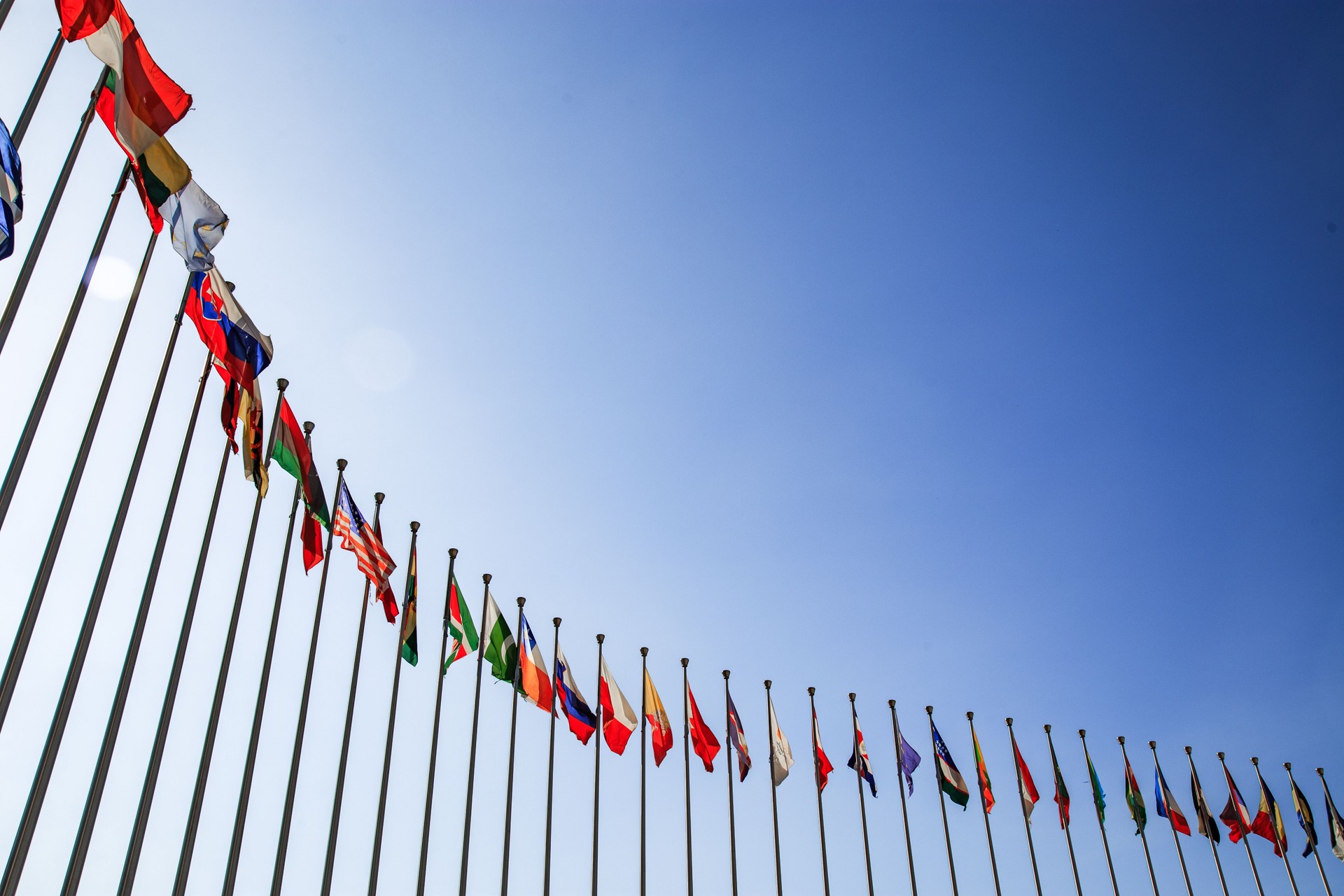 A row of national flags
